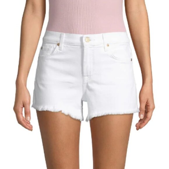 7 for All Mankind Denim Cut-Off Shorts White 27 - Picture 1 of 10